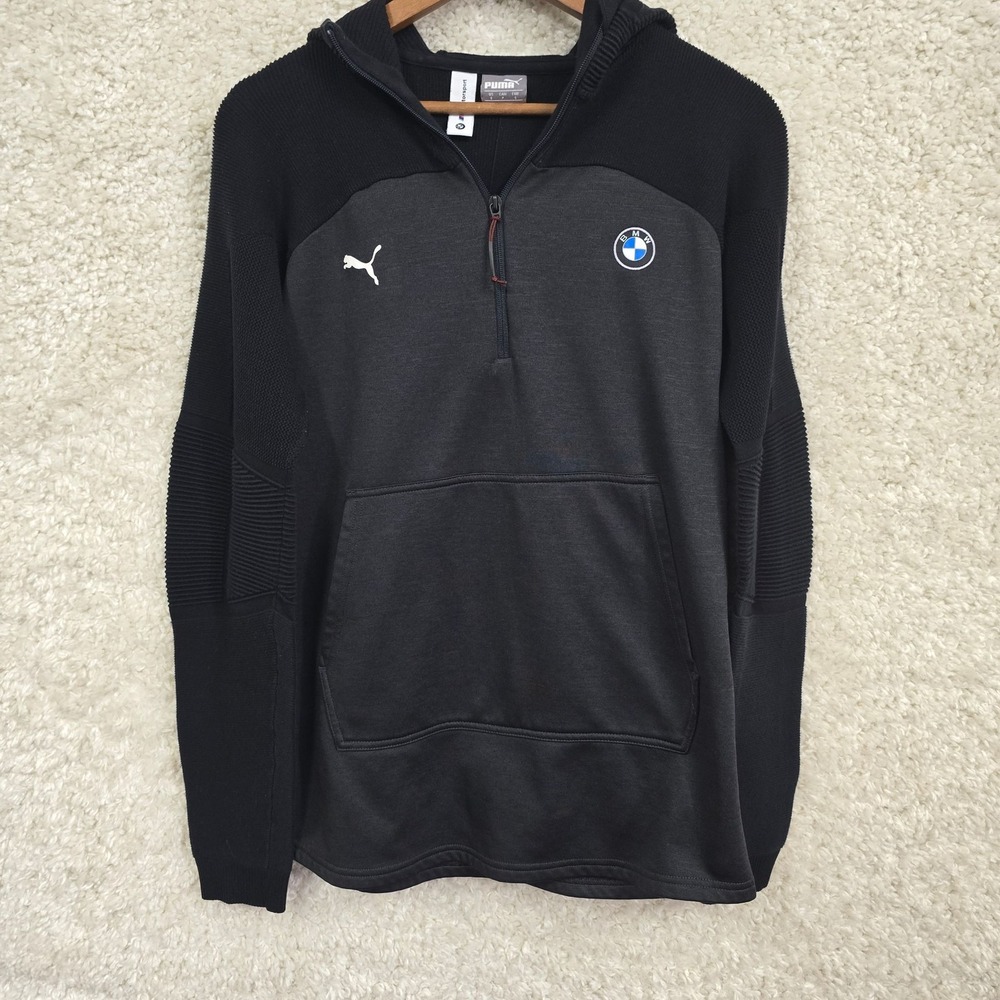 Puma BMW Motorsport Hoodie Mens S Black Half Zip Pullover Sweatshirt‎